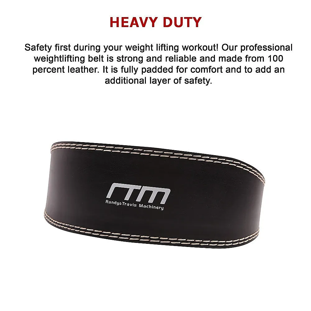 100% Leather Padded Weight Lifting Belt, Medium