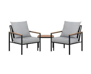 3 Piece Outdoor Lounge Setting – Patio Bistro Set with Chairs & Table