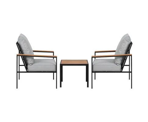 3 Piece Outdoor Lounge Setting – Patio Bistro Set with Chairs & Table