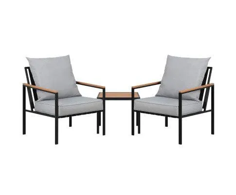 3 Piece Outdoor Lounge Setting – Patio Bistro Set with Chairs & Table