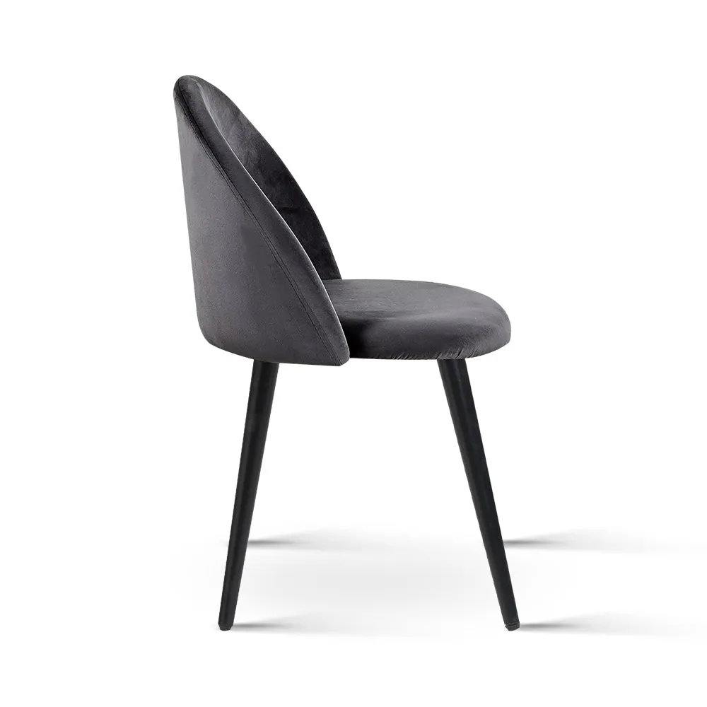 Artiss Velvet Modern Dining Chair - Dark Grey