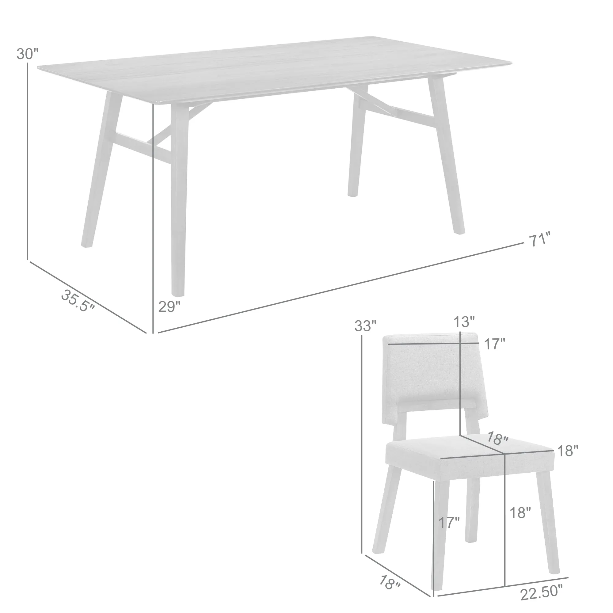 Channell 7 Piece Wood Dining Table Set