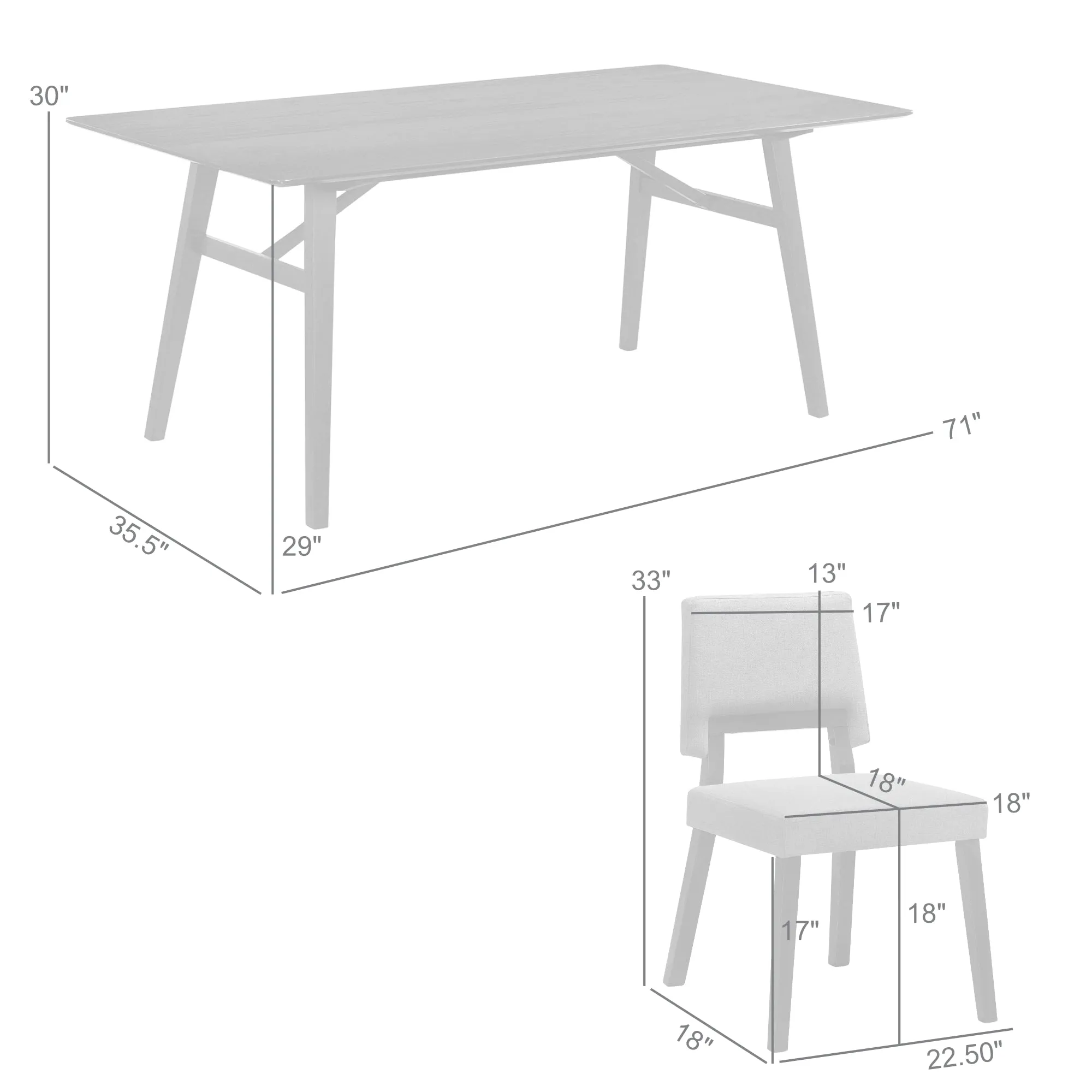 Channell 7 Piece Wood Dining Table Set