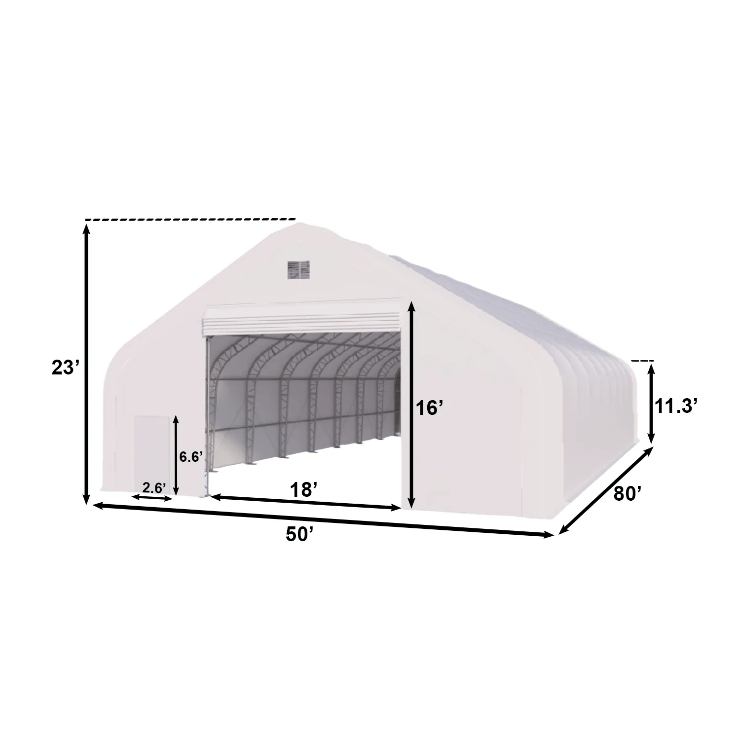 Double Truss Storage Shelter W50'xL80'xH23'