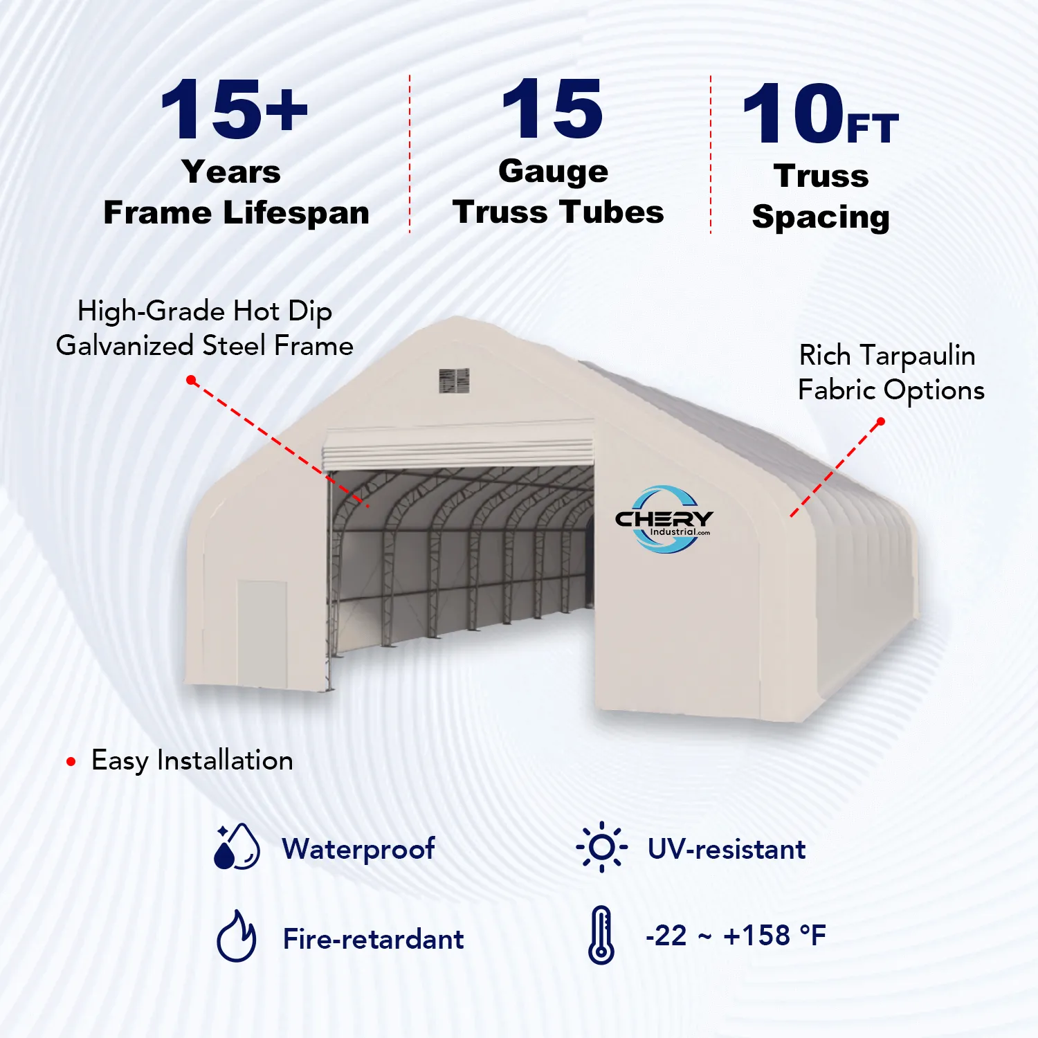 Double Truss Storage Shelter W50'xL80'xH23'