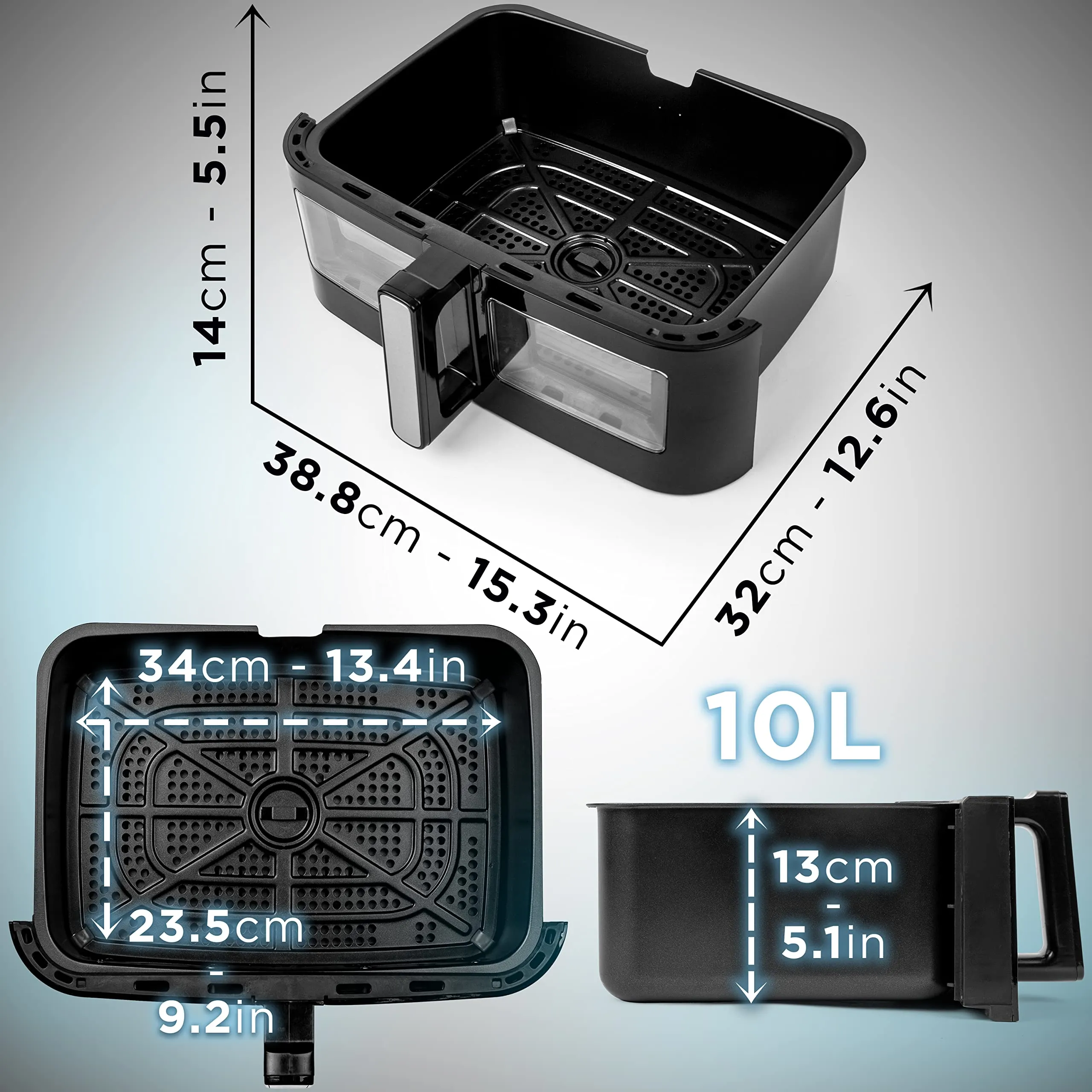 Duronic Large Drawer AFD1 | LARGE DRAWER ONLY | 10L Drawer Specifically for the Duronic AF24 Air Fryer, One Big Sync Cook Cooking Tray for Dual Zone Air Fryer