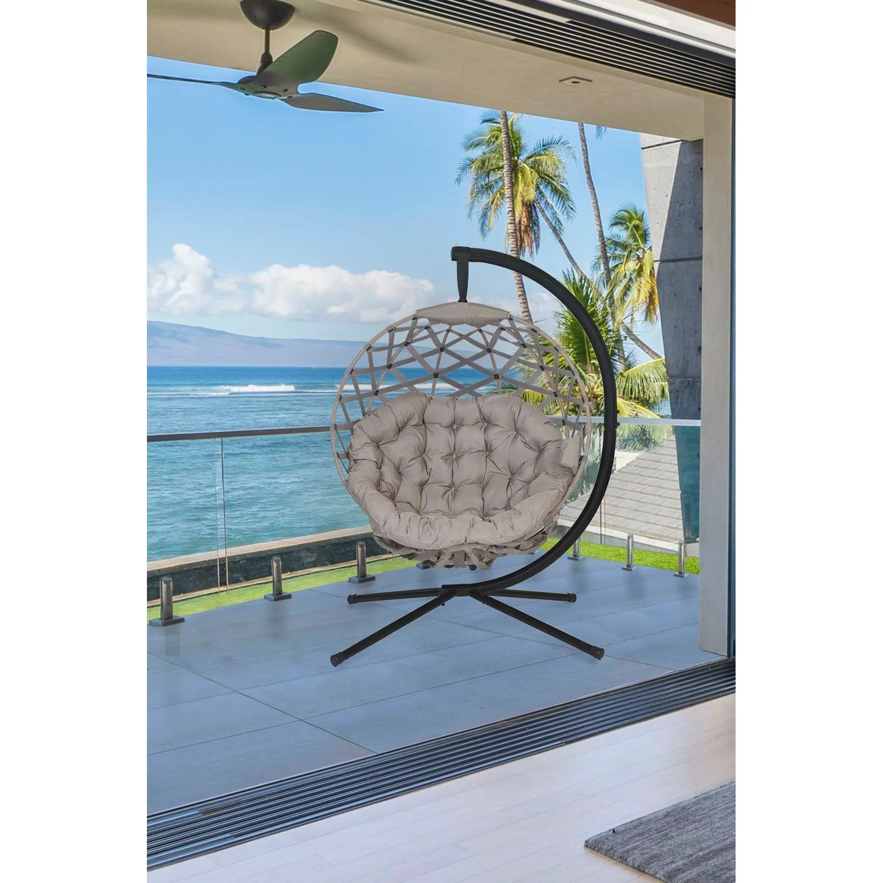 FlowerHouse Hanging Ball Chair Crossweave in Sand