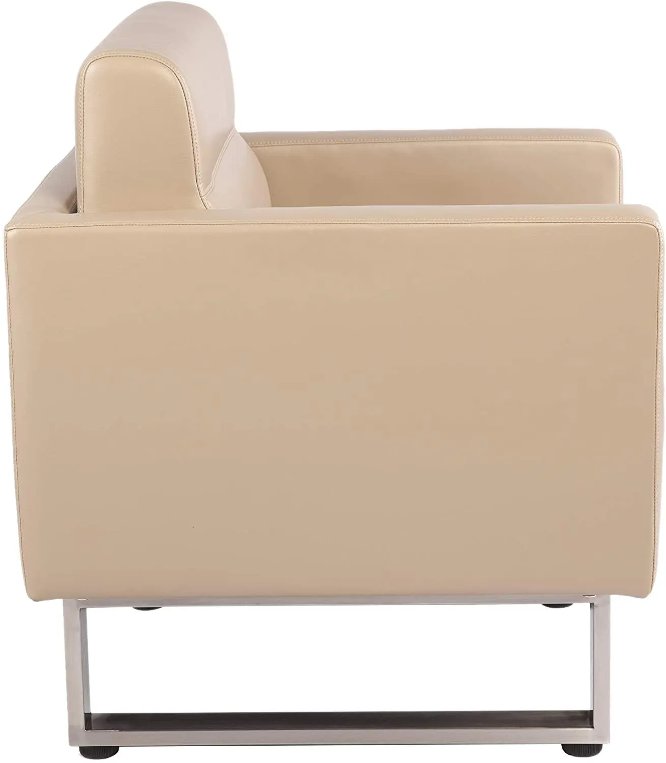 Guest Chair Office Reception Chair Leather Sofa Chairs with PU Leather Soft Sponge, Beige