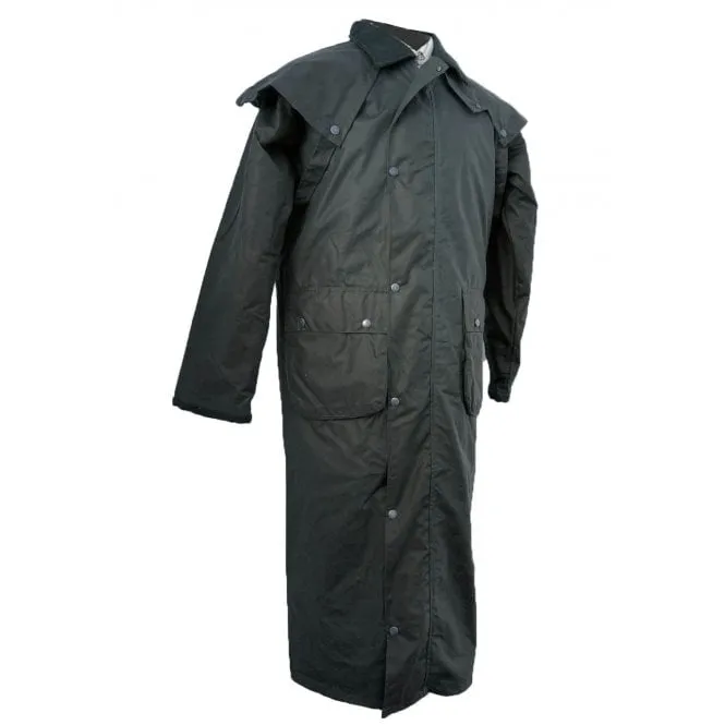 Hazy Blue Stockmans Long Full Length Waterproof Wax Jacket