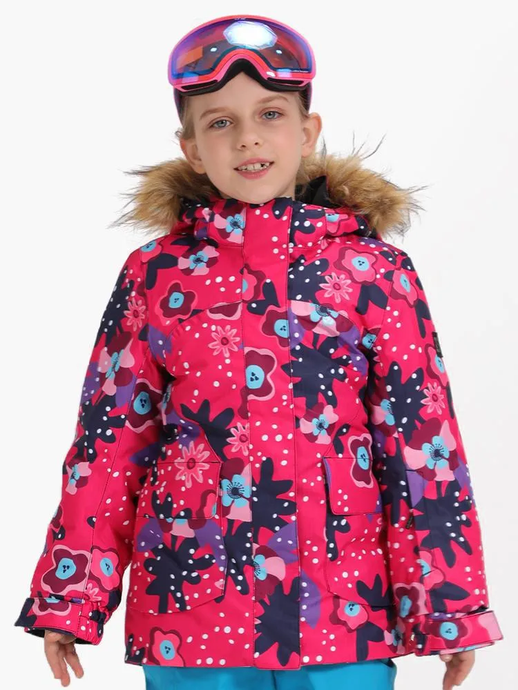 Kids Boys & Girls Floral Snowboard Jacket