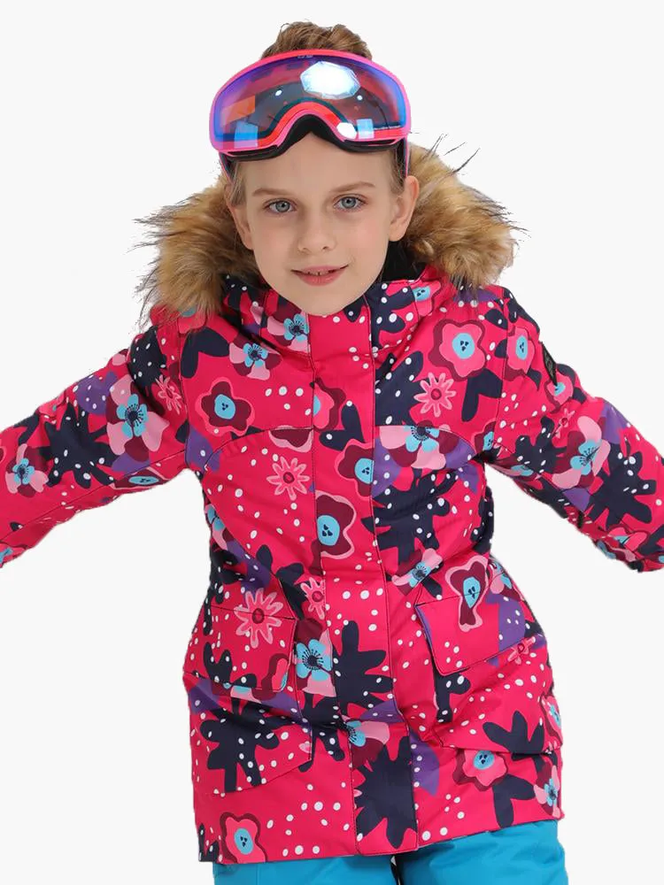 Kids Boys & Girls Floral Snowboard Jacket