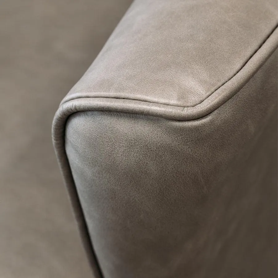 Lily leather armchair in coronet grey