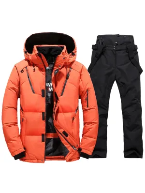 Men's Windproof Ski Suit with Hooded Jacket - SF2045