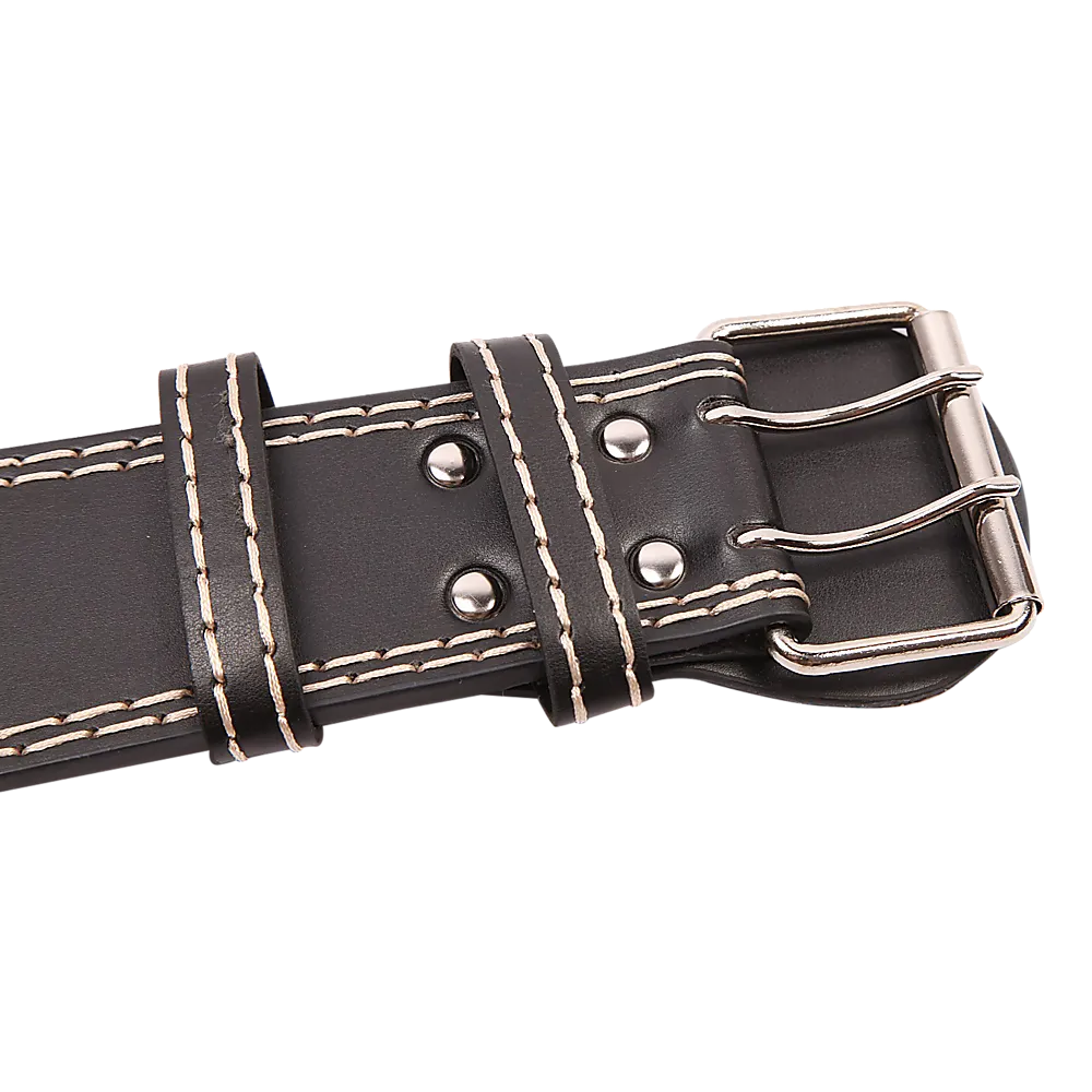 Padded Leather Weight Lifting Belt, Large, Dual-Buckle