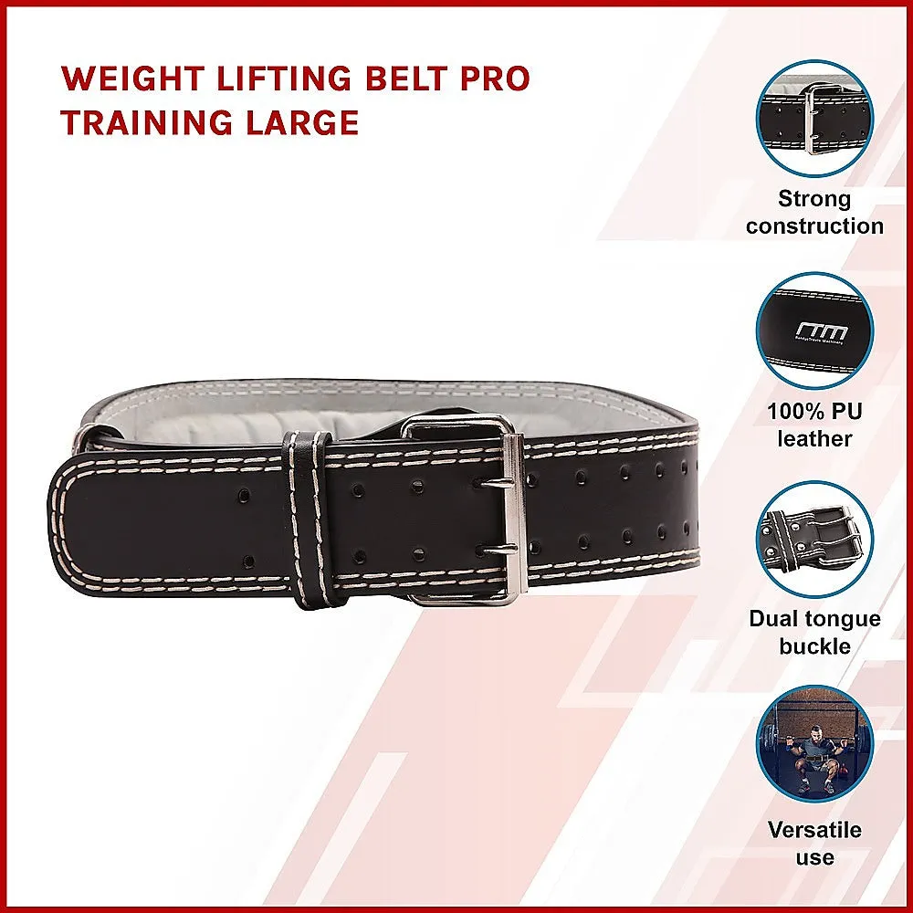 Padded Leather Weight Lifting Belt, Large, Dual-Buckle