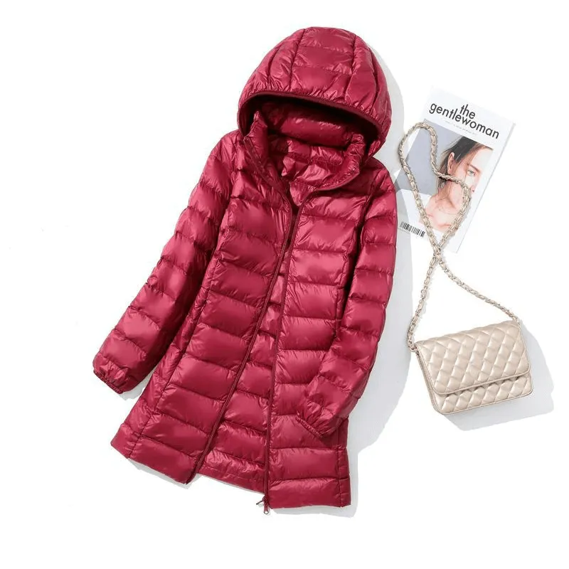 Puffer Jacket with Detachable Hood / Double Zipper Windproof Down Jacket - SF0067