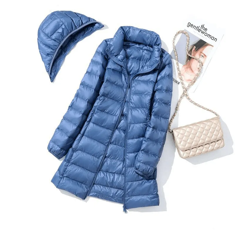 Puffer Jacket with Detachable Hood / Double Zipper Windproof Down Jacket - SF0067