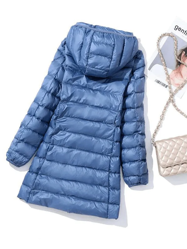 Puffer Jacket with Detachable Hood / Double Zipper Windproof Down Jacket - SF0067