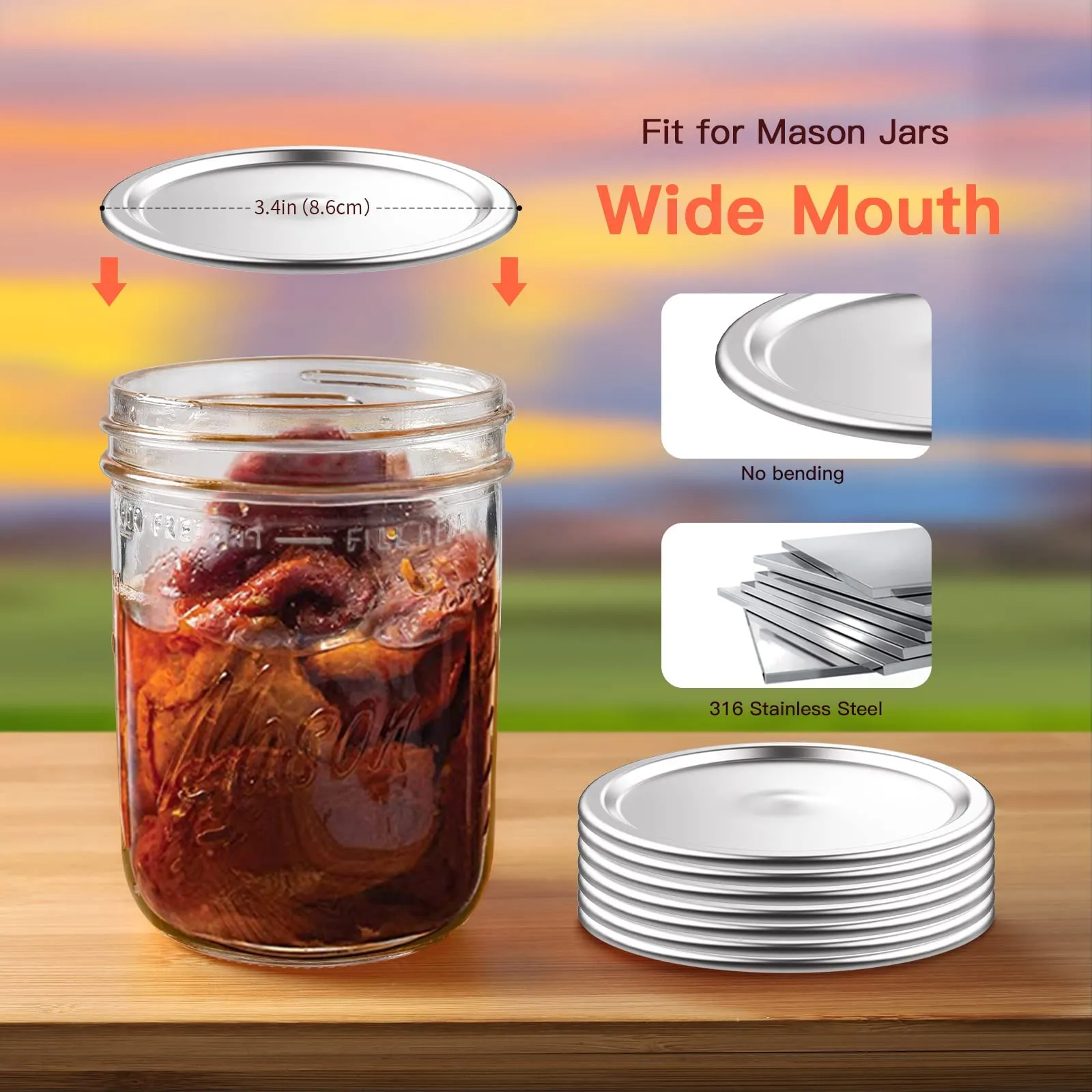 Regular-Mouth Canning Lids for Glass Mason, Kerr, Ball, etc. Jars - 150 Pack