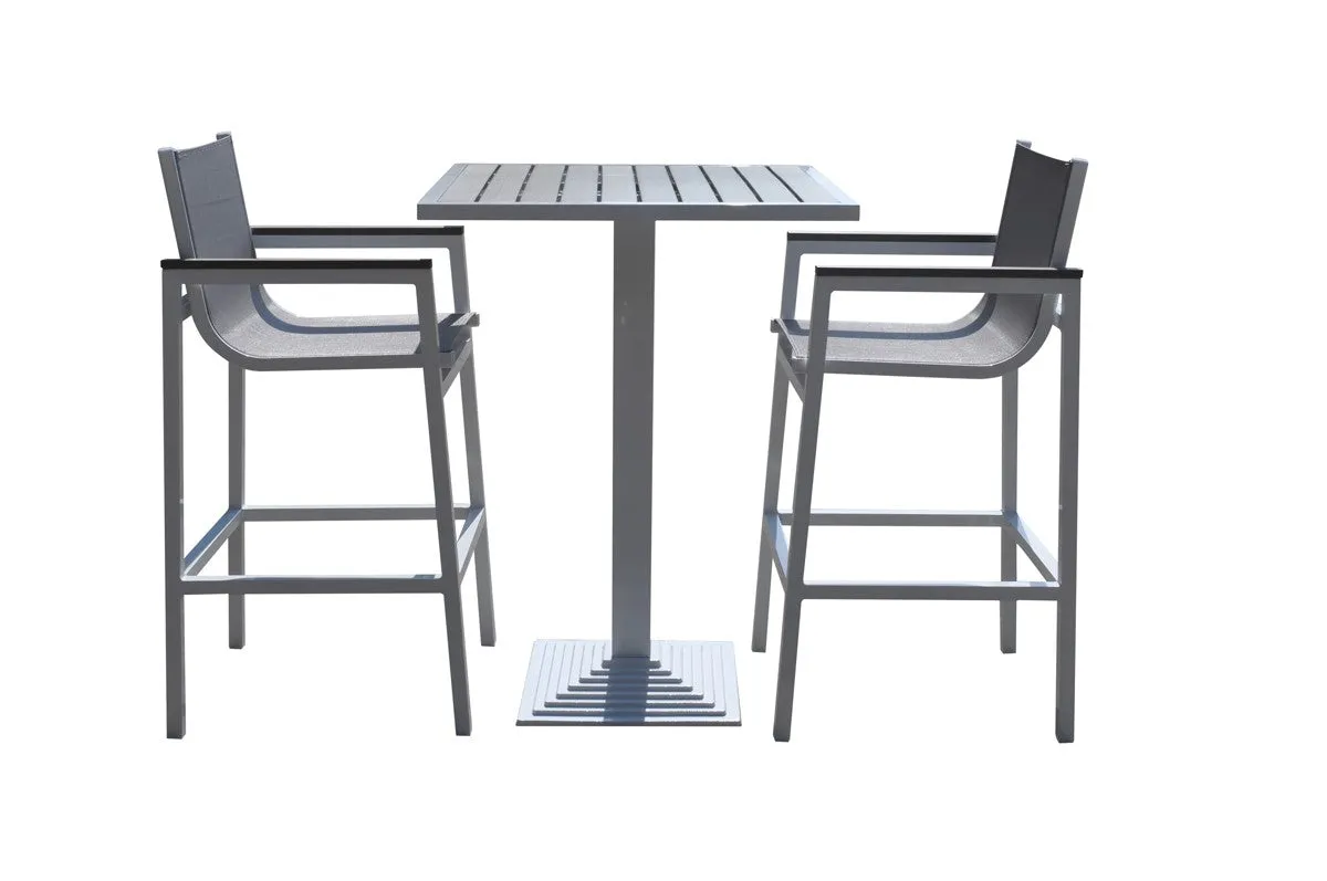 Renava Gulf Outdoor White and Grey Bar Table Set