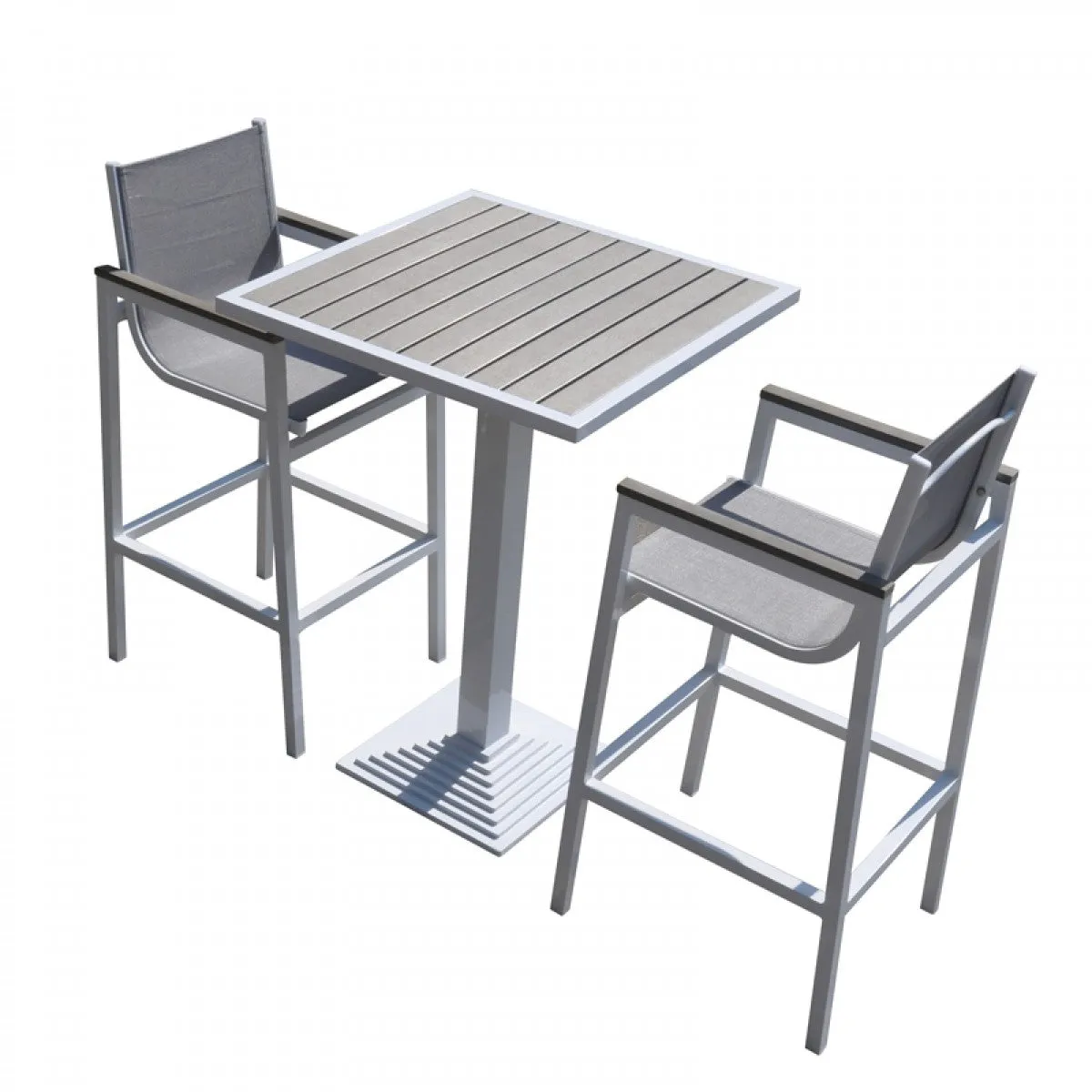 Renava Gulf Outdoor White and Grey Bar Table Set