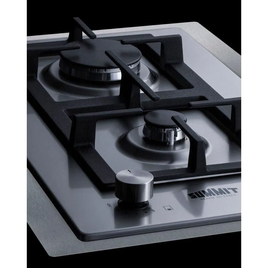 Summit 15 in. Wide 2-Burner Gas Cooktop In Stainless Steel - GCJ2SSTK15