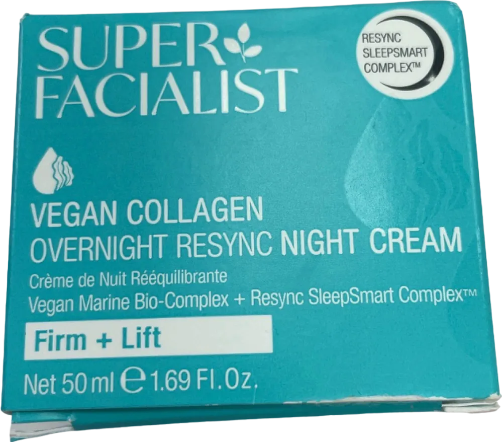 Super Facialist Vegan Collagen Overnight Resync Night Cream Firm   Lift 50ml