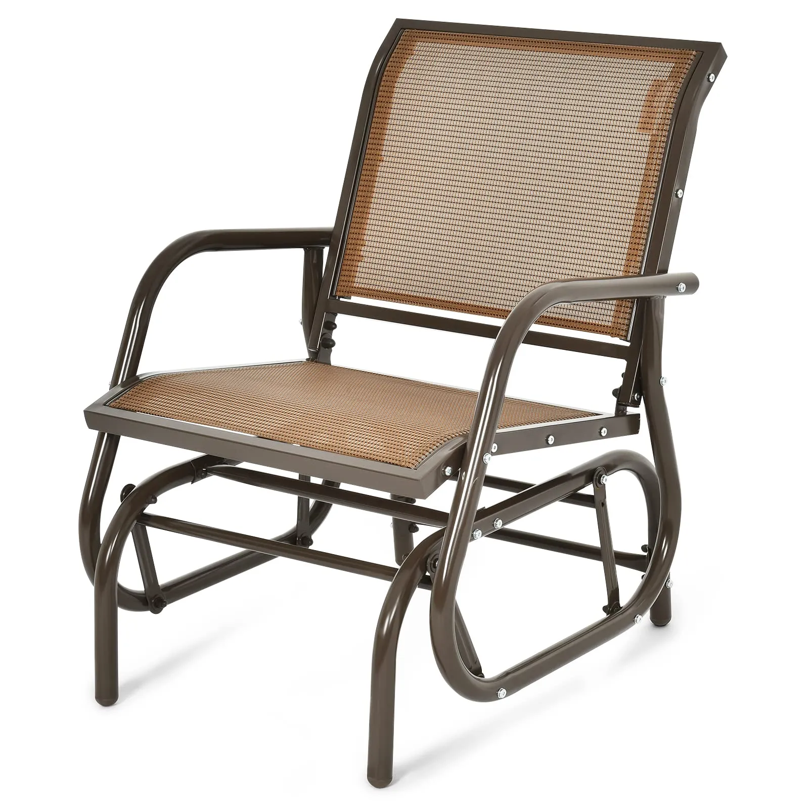 Tangkula Swing Glider Chair, Ergonomic Rocking Chair with Comfortable Fabric, Iron Frame