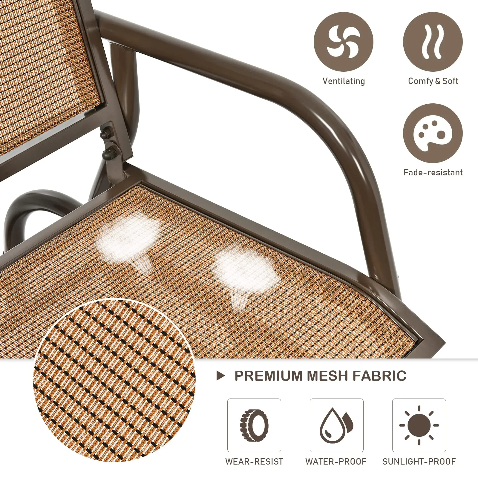 Tangkula Swing Glider Chair, Ergonomic Rocking Chair with Comfortable Fabric, Iron Frame