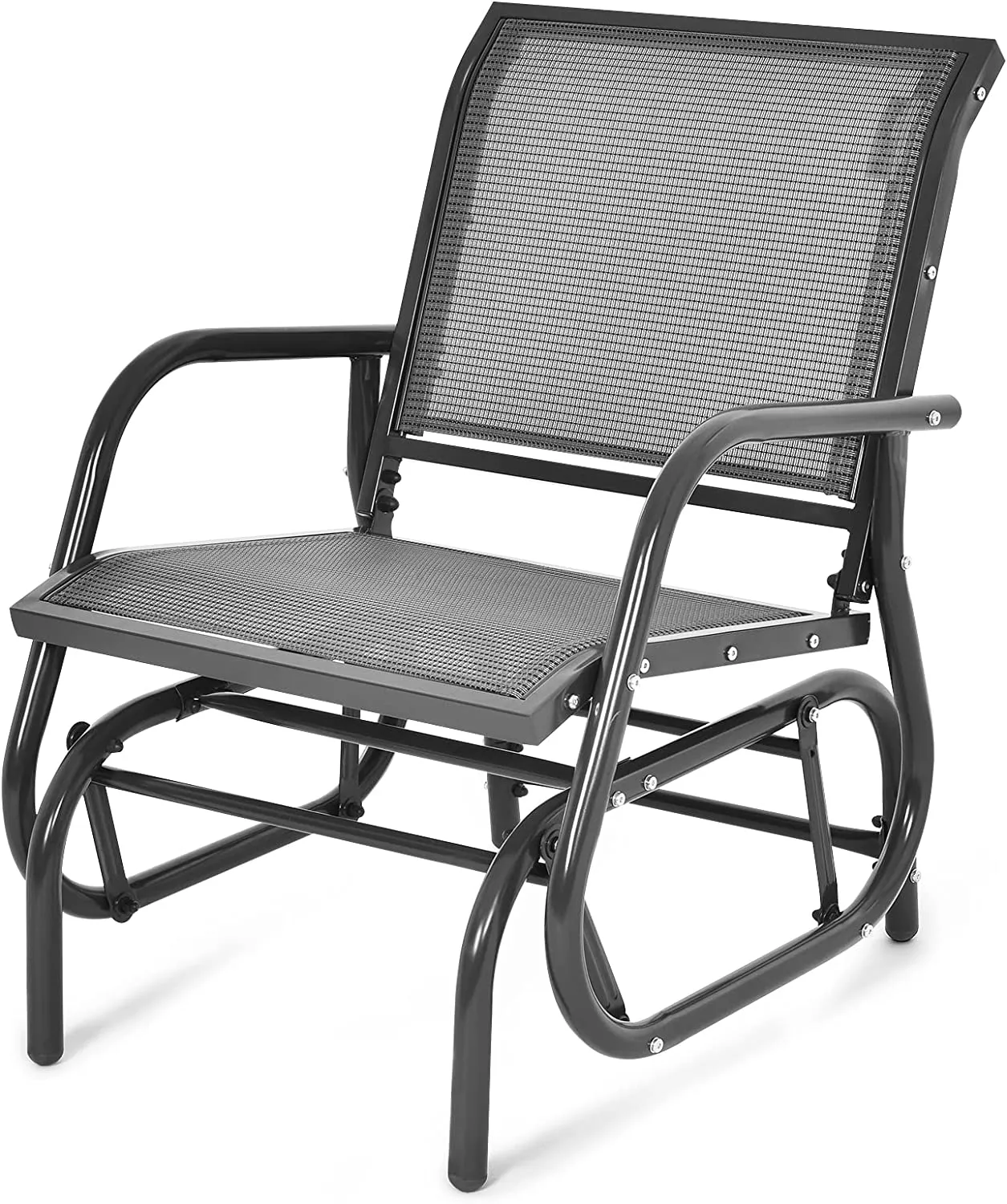 Tangkula Swing Glider Chair, Ergonomic Rocking Chair with Comfortable Fabric, Iron Frame