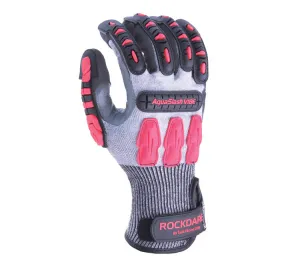 TASK GLOVES - AquaSlash Vibe- 13 Gauge Gloves, HDPE shell, Sandy Nitrile palm coated, EVA palm padding, Red & Black TPR back , ANSI A4 - Quantity 12 Pair