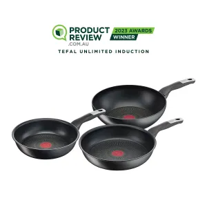 Tefal Unlimited Non-Stick Induction Triple Pack Cookware Set - Frypan 24cm, Frypan 28cm, Wok 28cm