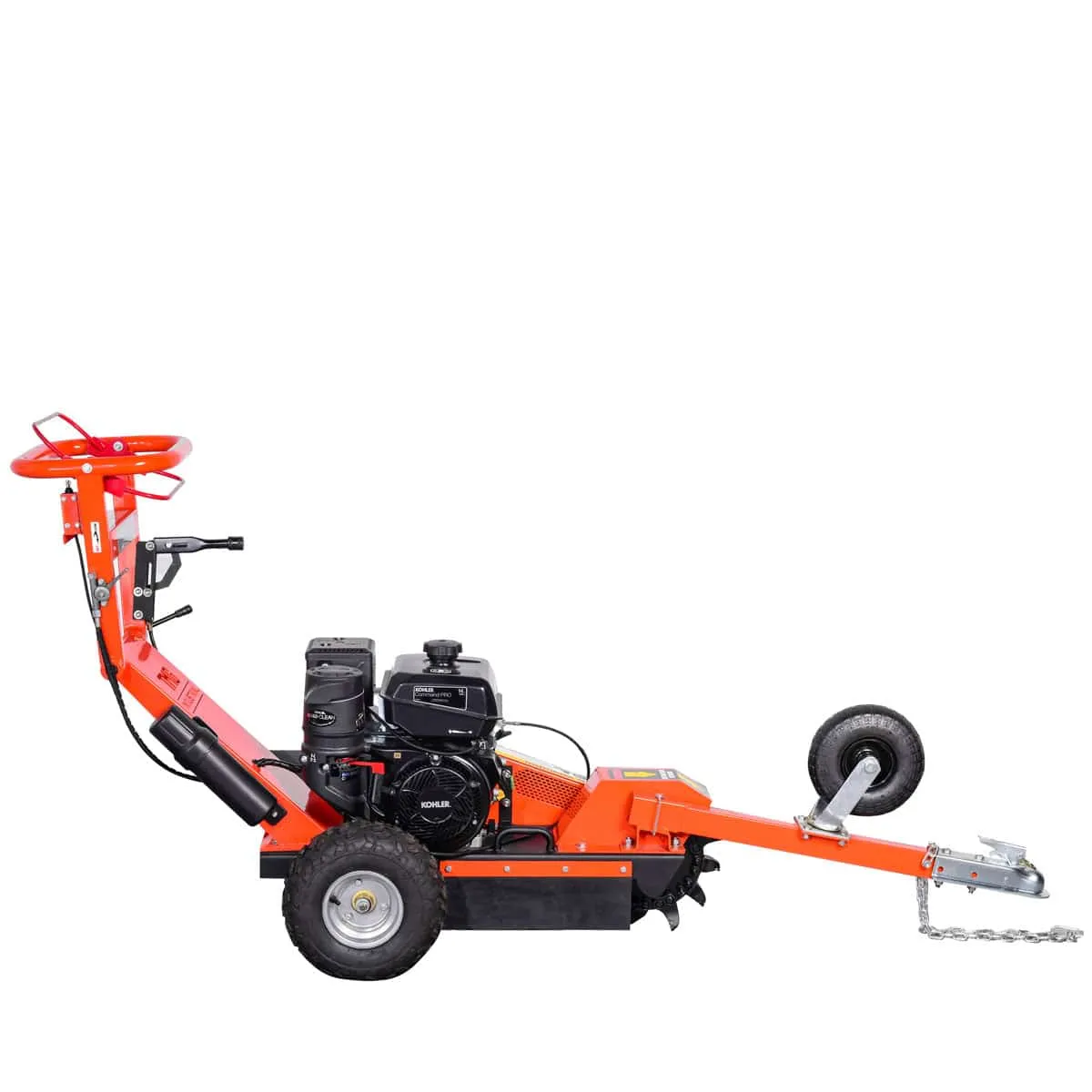 TMG Industrial Walk Behind Kohler Powered Stump Grinder, ATV/UTV Tow Bar, 12 Carbide Teeth, 24” Cutting Capacity, 14 HP Gasoline Engine, TMG-GSG12