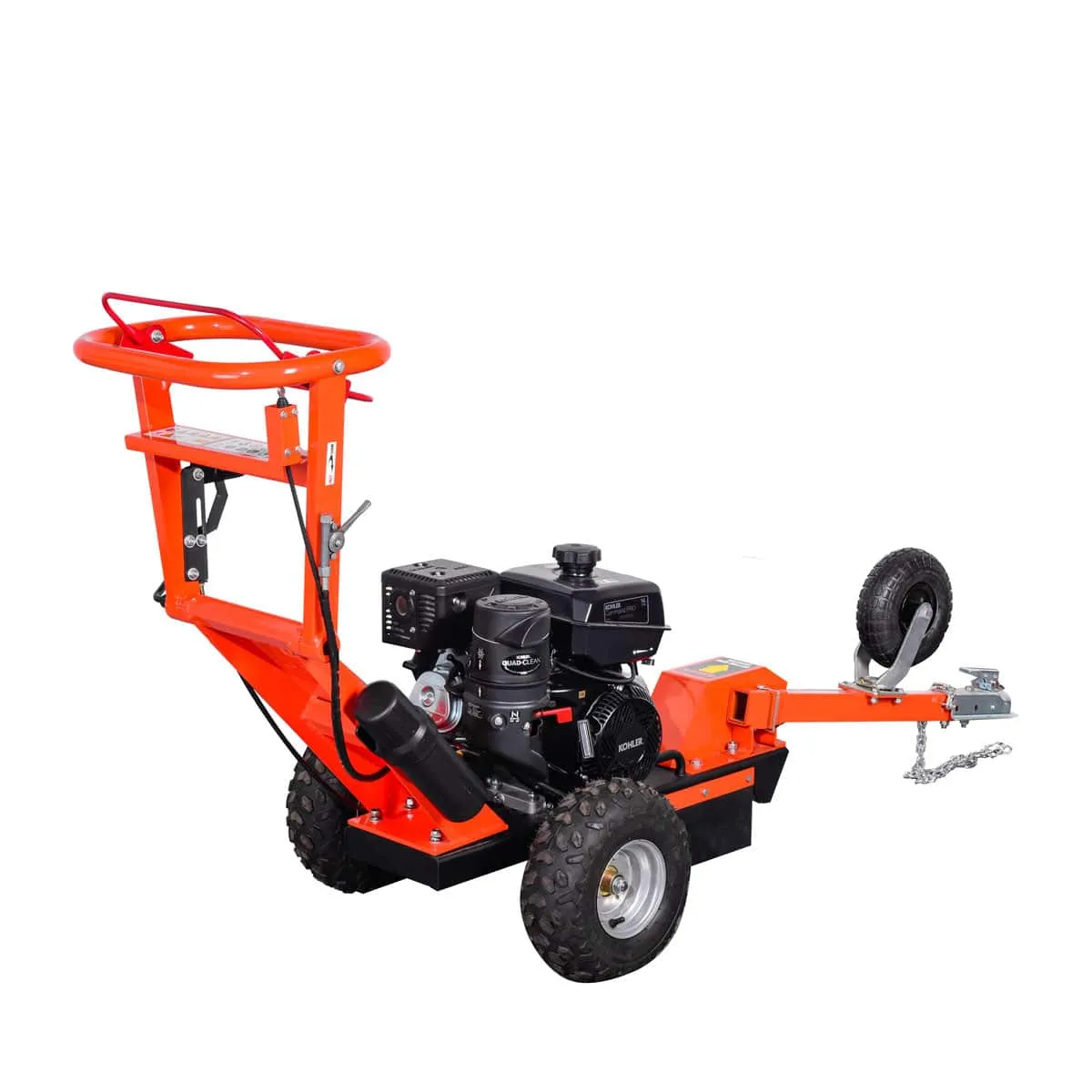 TMG Industrial Walk Behind Kohler Powered Stump Grinder, ATV/UTV Tow Bar, 12 Carbide Teeth, 24” Cutting Capacity, 14 HP Gasoline Engine, TMG-GSG12