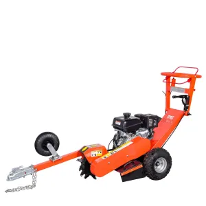 TMG Industrial Walk Behind Kohler Powered Stump Grinder, ATV/UTV Tow Bar, 12 Carbide Teeth, 24” Cutting Capacity, 14 HP Gasoline Engine, TMG-GSG12