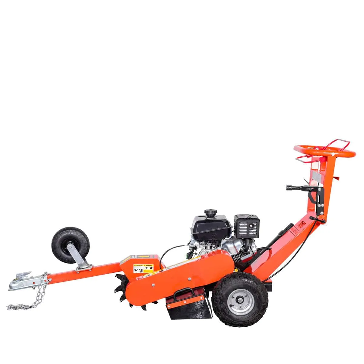 TMG Industrial Walk Behind Kohler Powered Stump Grinder, ATV/UTV Tow Bar, 12 Carbide Teeth, 24” Cutting Capacity, 14 HP Gasoline Engine, TMG-GSG12